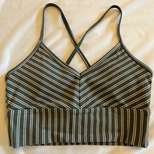 Glyder Olive Green & White Striped Sports Bra - sz Small